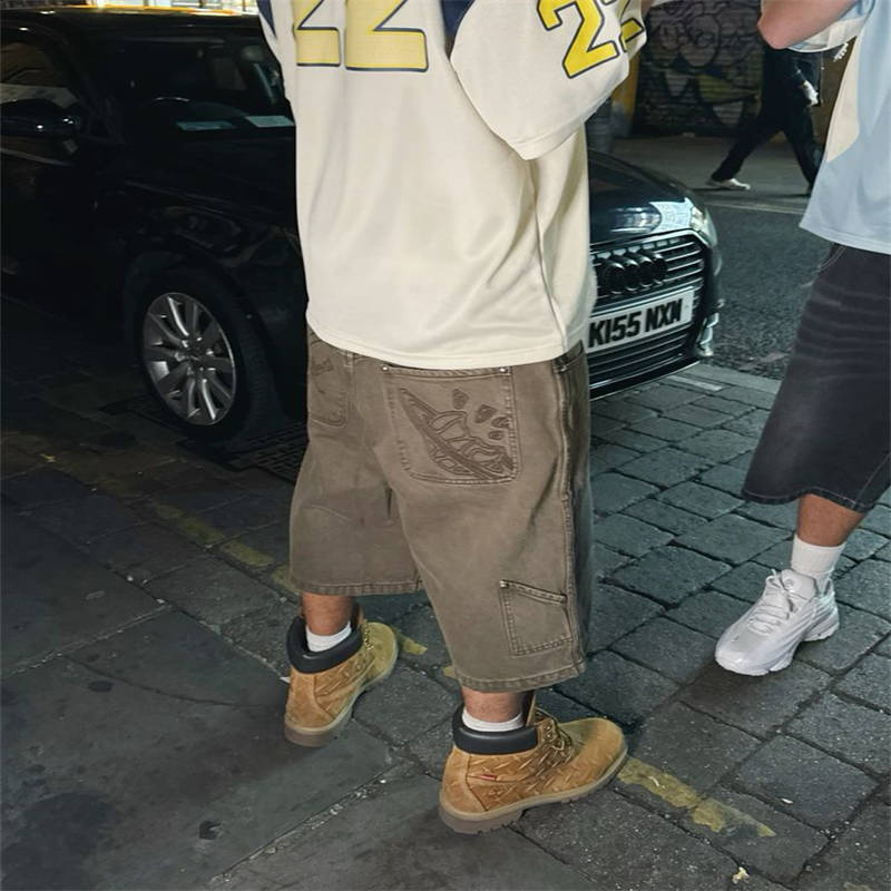 Broken Planet Denim Shorts Brown Wearing Effect