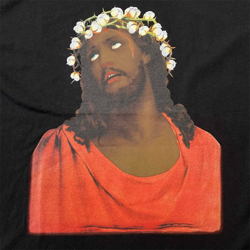 Denim Tears Jesus Crown Made of Cotton T Shirt