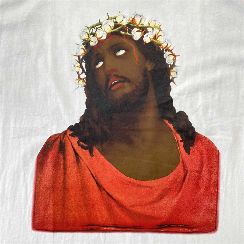 Denim Tears Jesus Crown Made of Cotton T Shirt