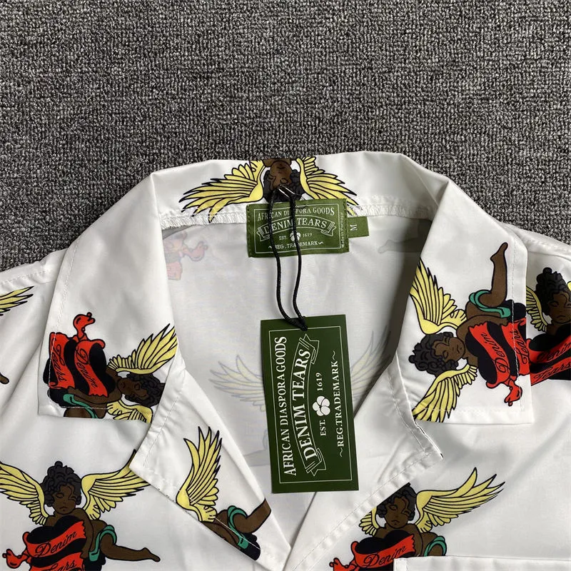 Denim Tears Long Sleeve Shirt Black Cherub Button Up