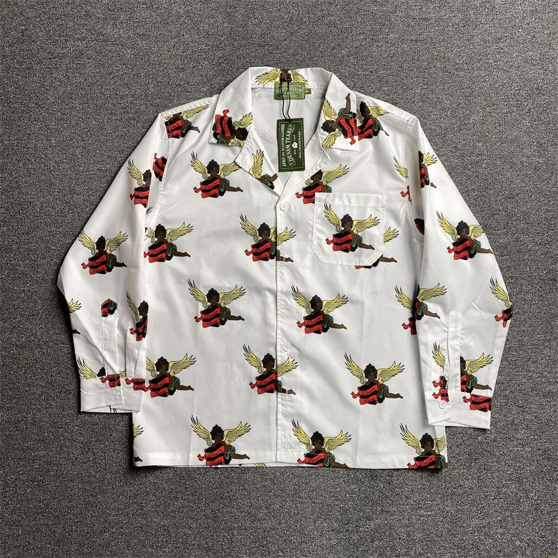 Denim Tears Long Sleeve Shirt Black Cherub Button Up