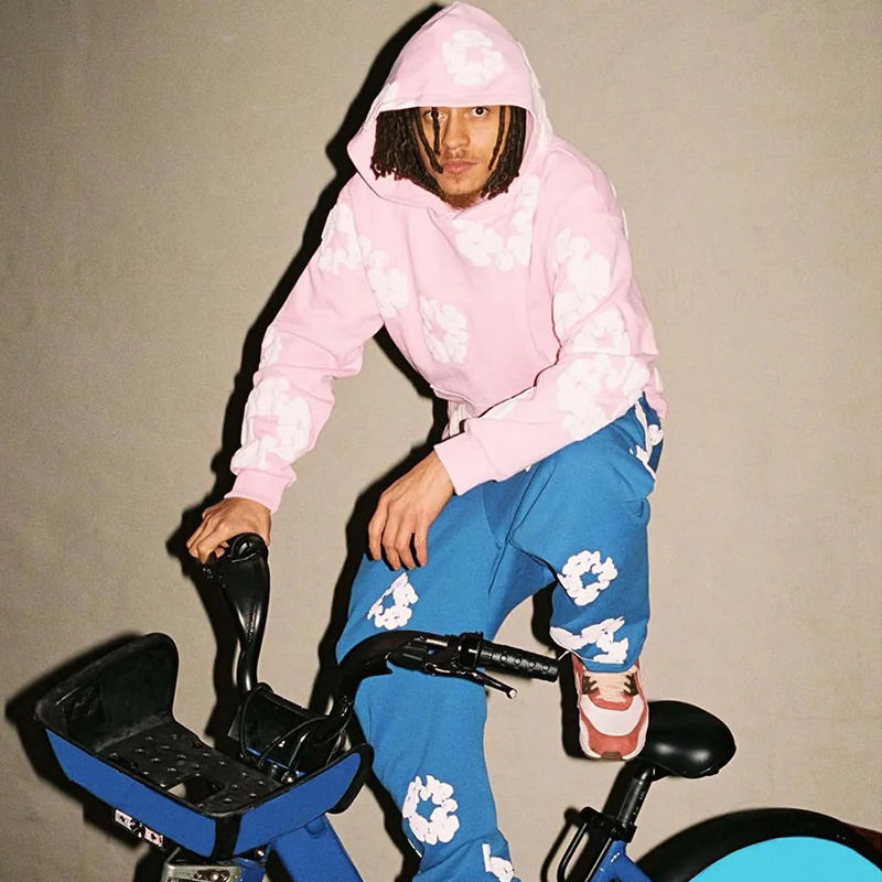 Denim Tears The Cotton Wreath Sweatshirt and Pants Pink Wearing Effect