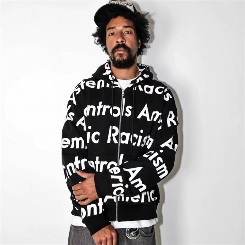 Denim Tears Zip Up Hoodie Systemic Racism Controls America Black Wearing Effect