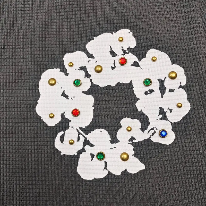 Denim Tears Rhinestone Cotton Wreath Thermal Waffle Long Sleeve
