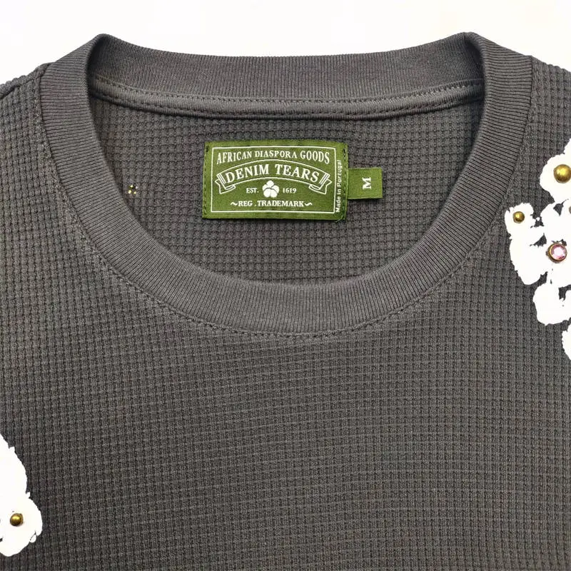 Denim Tears Rhinestone Cotton Wreath Thermal Waffle Long Sleeve
