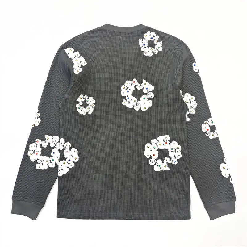 Denim Tears Rhinestone Cotton Wreath Thermal Waffle Long Sleeve