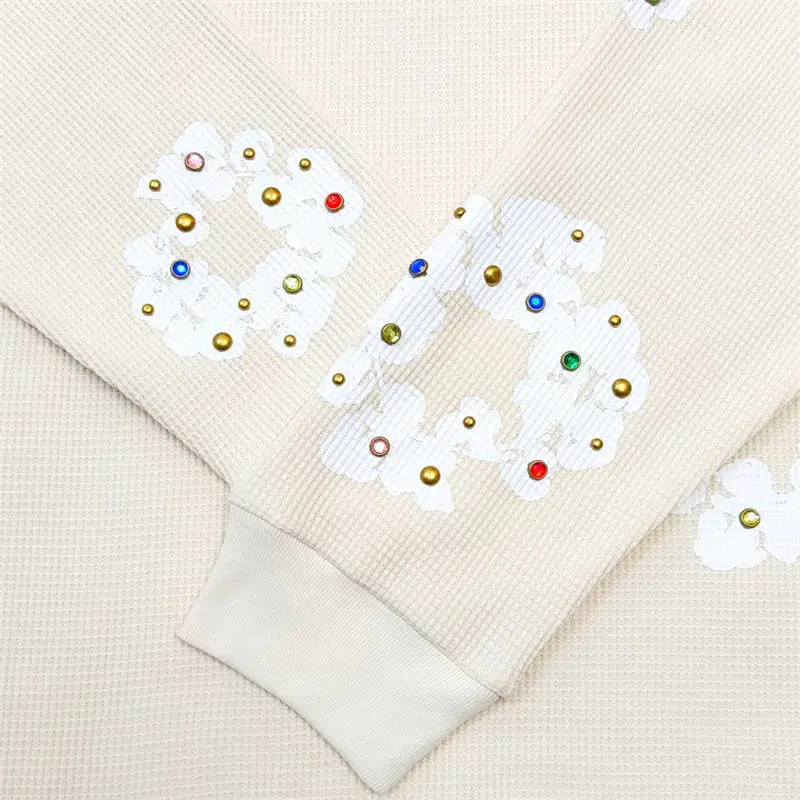 Denim Tears Rhinestone Cotton Wreath Thermal Waffle Long Sleeve
