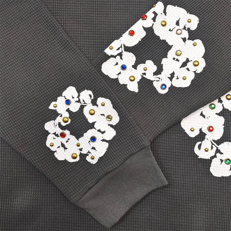 Denim Tears Rhinestone Cotton Wreath Thermal Waffle Long Sleeve