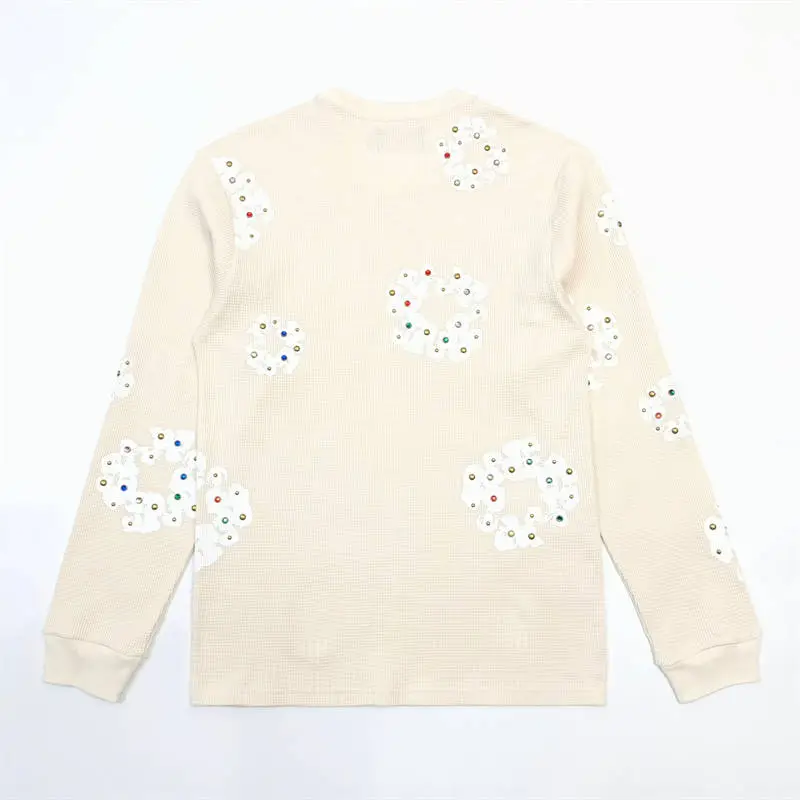 Denim Tears Rhinestone Cotton Wreath Thermal Waffle Long Sleeve