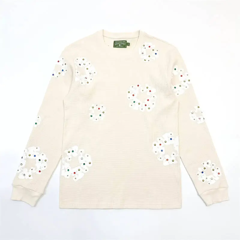 Denim Tears Rhinestone Cotton Wreath Thermal Waffle Long Sleeve