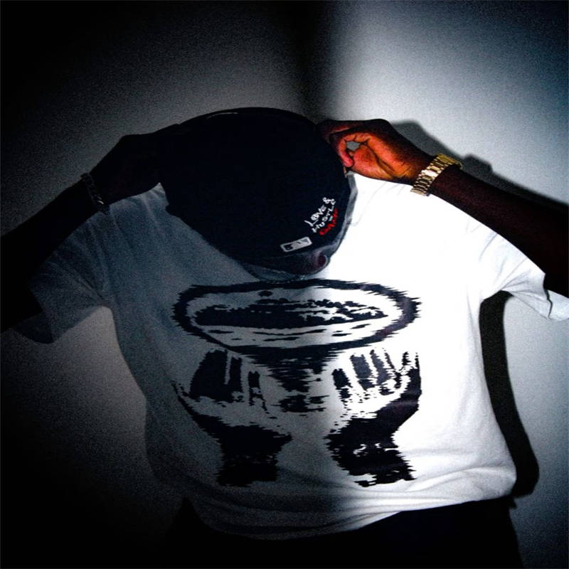 Corteiz Vortex Hands Tee White Wearing Effect