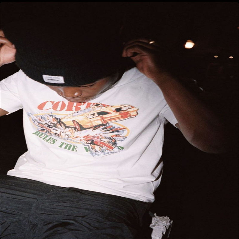 Corteiz Car Crash Tee White Wearing Effect