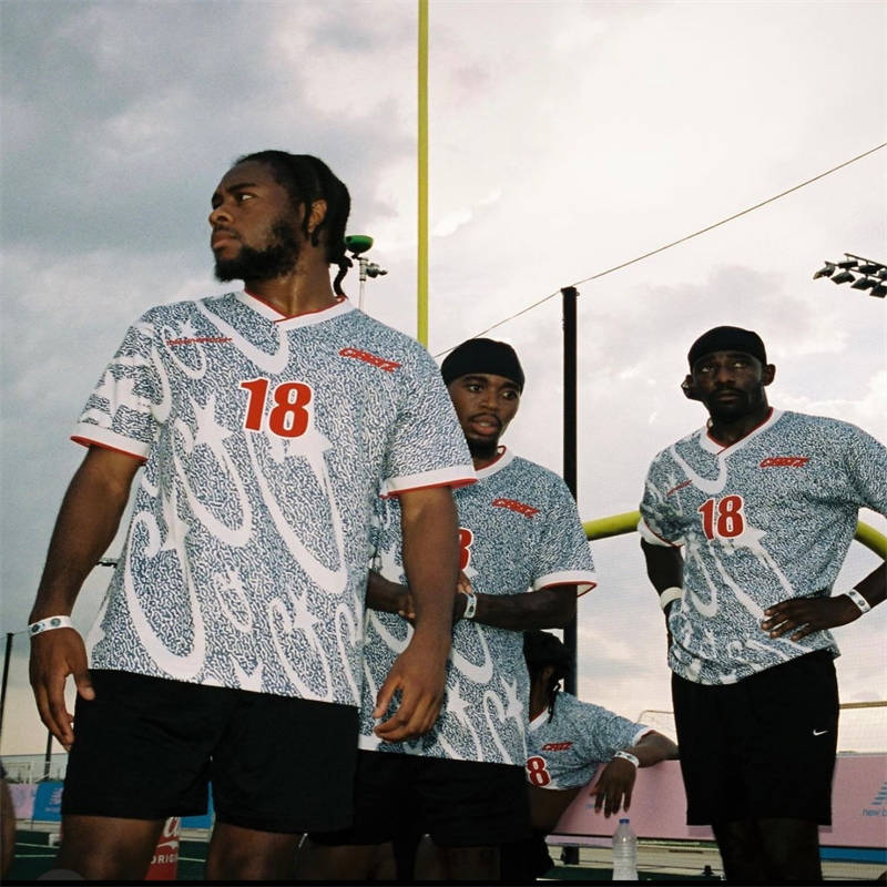 Corteiz Football Jersey Carni Stellations T Shirt Blue Wearing Effect