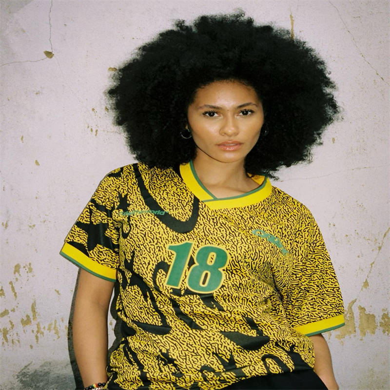 Corteiz Football Jersey Carni Stellations T Shirt Yellow Wearing Effect
