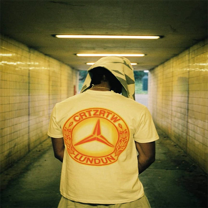 Corteiz Benz Tee White Yellow Wearing Effect