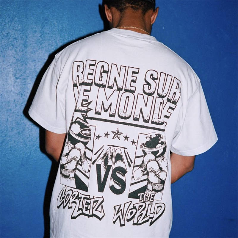 Corteiz Vs The World Tee White Wearing Effect
