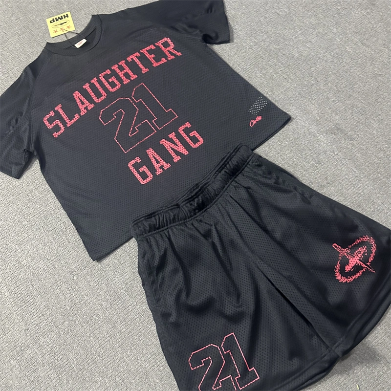 21 Savage Corteiz Slaughter Gang Mesh Jersey and Shorts