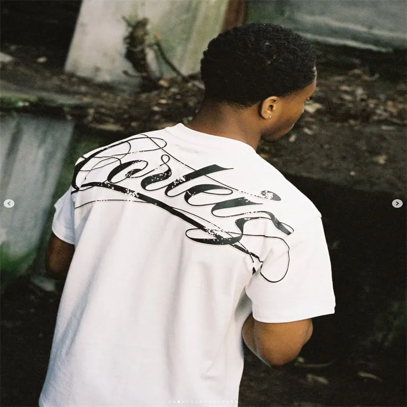 Corteiz Write Off Heavyweight Tee worn in white