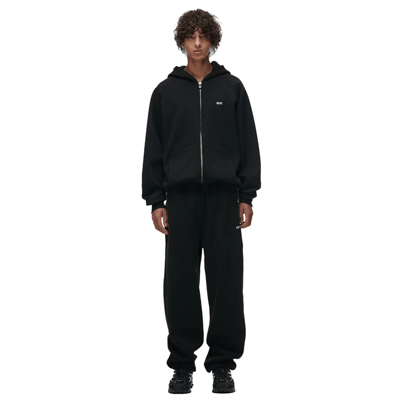 6pm Zip Hoodie and Open Leg Jogger Black Wearing Effect