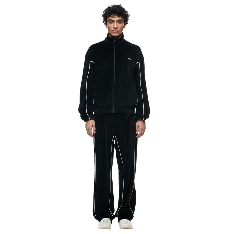 6pm BF Velours Track Jacket and Pants Suit Black Wearing Effect