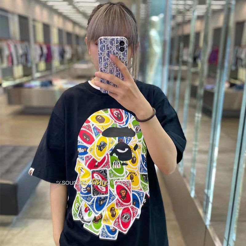 BAPE x UNO Ape Head Tee Black Wearing Effect