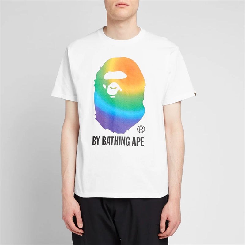BAPE Rainbow By Bathing Tee White Wearing Effect
