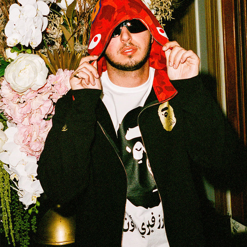 BAPE x OVO Ape Head Tee White Wearing Effect