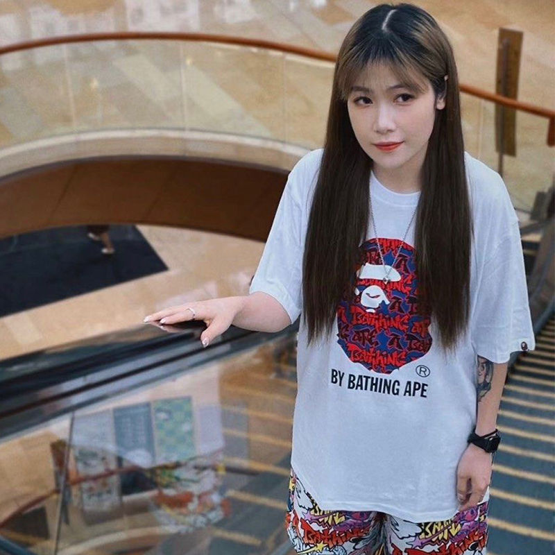 BAPE Graffiti Pattern By Bathing Ape Tee White Wearing Effect