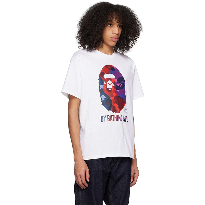 BAPE Color Camo Crazy By Bathing Ape Tee White Wearing Effect