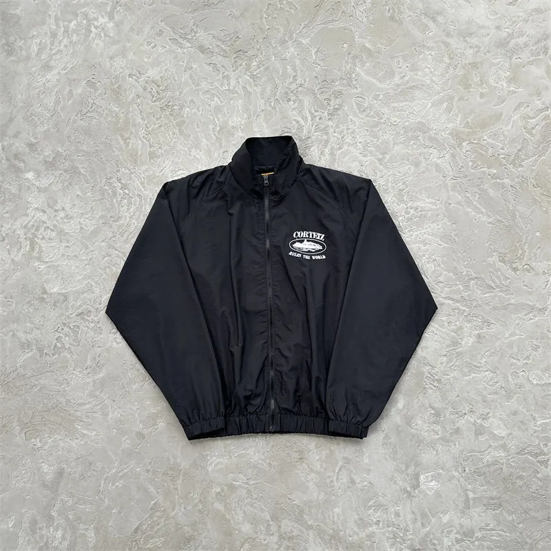 Black and white Corteiz Og Shuku jacket and pants product view