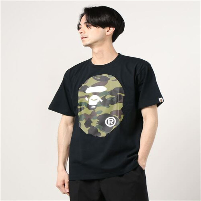 BAPE 1st Camo Big Ape Head Tee Black Camo Wearing Effect