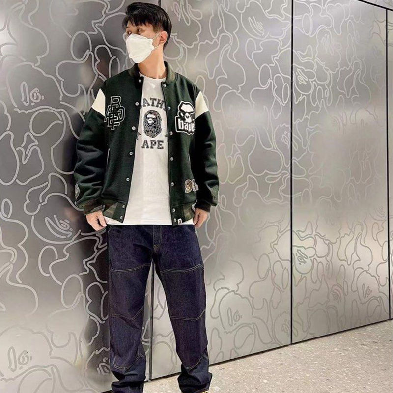 BAPE Thermography Polygon College Tee White Wearing Effect