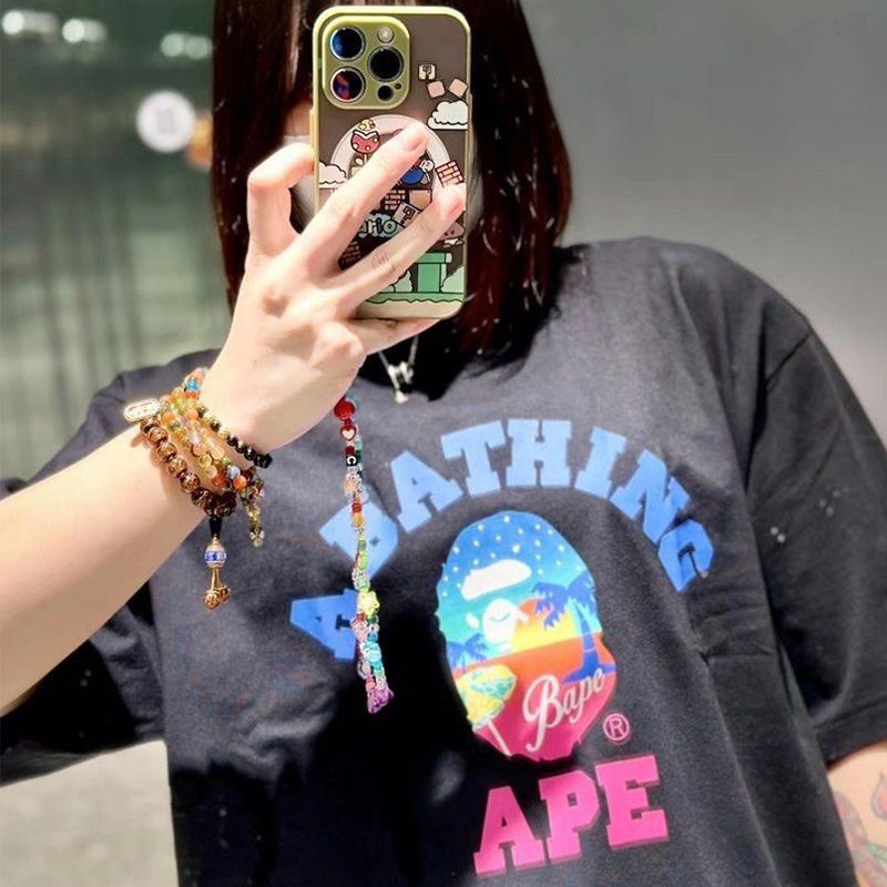 BAPE Sunset Beach Tee Black Wearing Effect