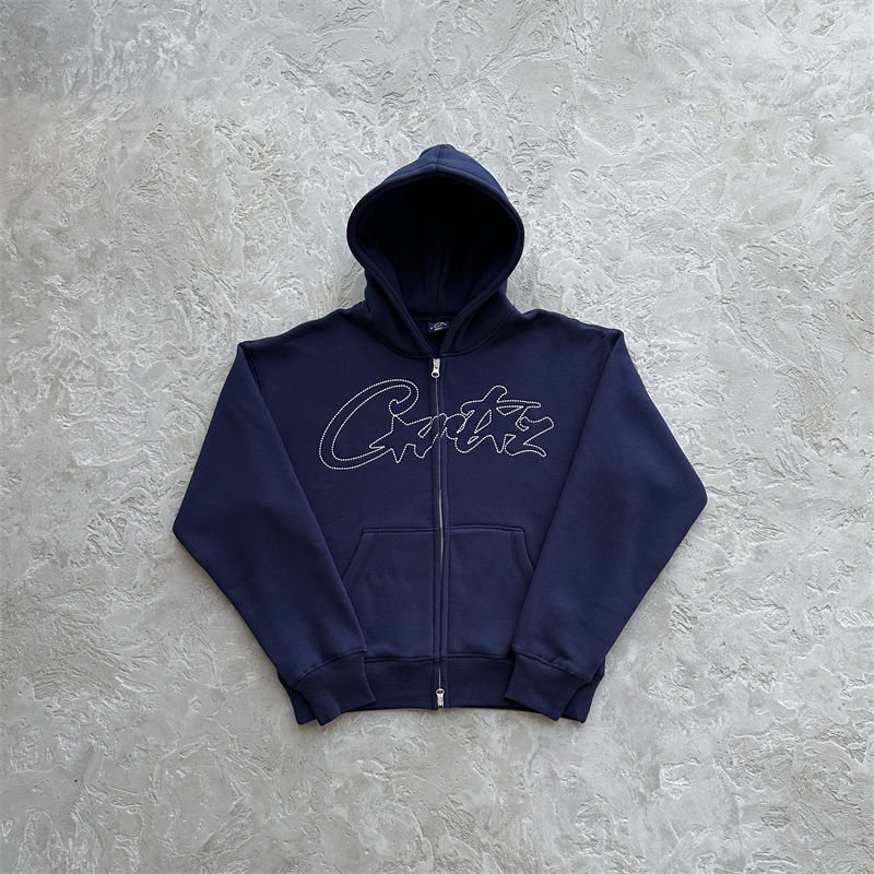 トップス CORTEIZ THICK STITCH ALLSTARZ SET - NAVY Buy Corteiz Thick Stitch Allstarz Zip Hoodie 'Navy' - 07892