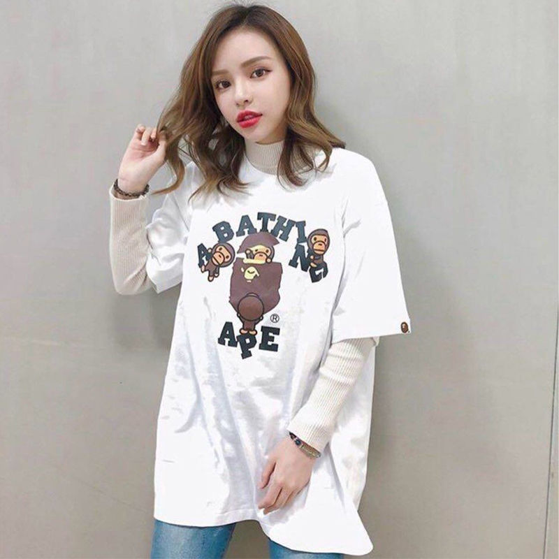 BAPE College Milo Tee White Wearing Effect