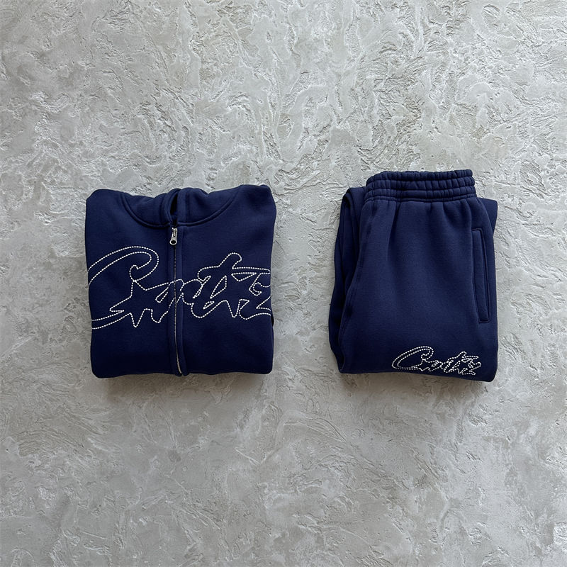 トップス CORTEIZ THICK STITCH ALLSTARZ SET - NAVY Corteiz Thick Stitch AlLStarz Zip Hoodie Navy – Side Kicks