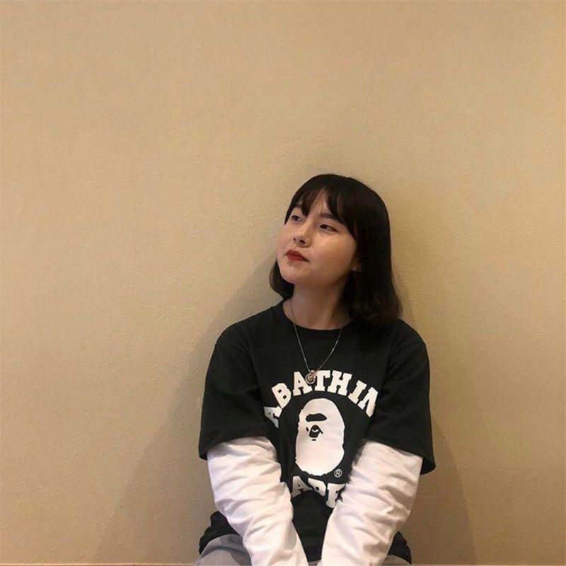 BAPE Bicolor College Tee Black Wearing Effect
