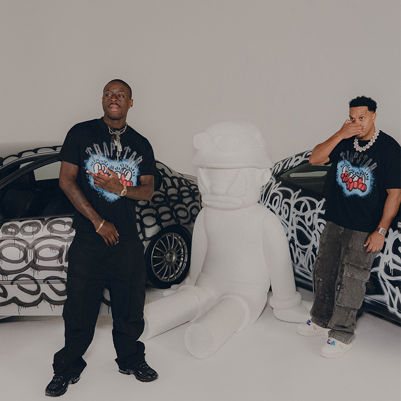 Trapstar x Slawn Tee Black Wearing Effect