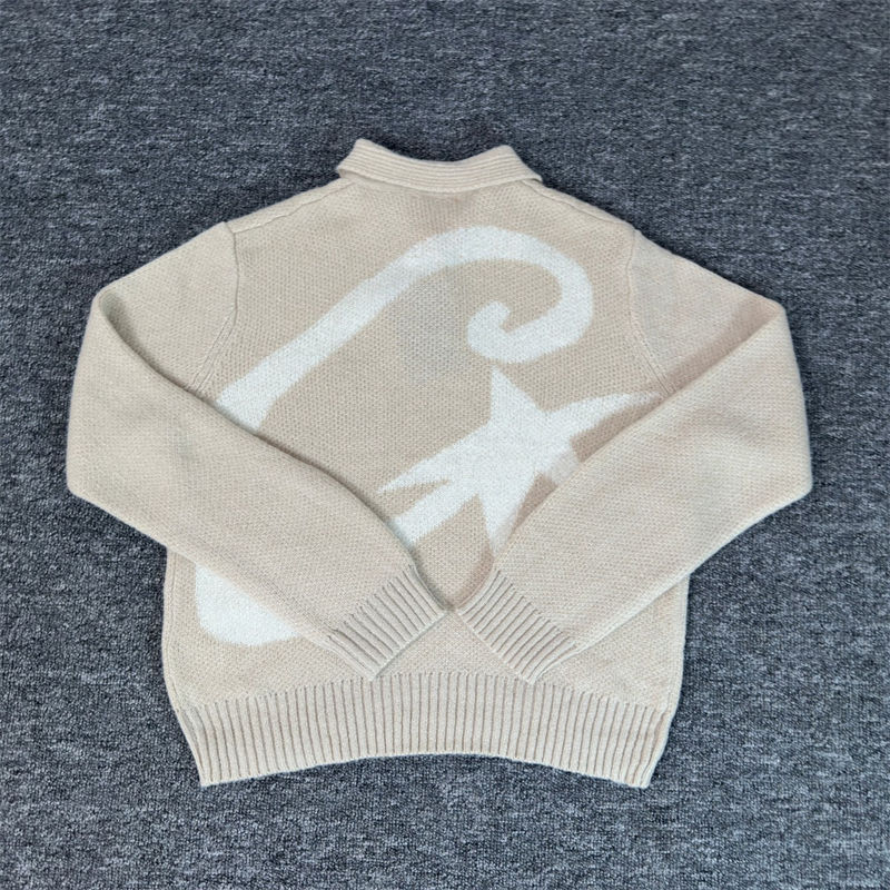 Corteiz Sweater Crtz Mohair Fuzzy Collar Tops Cream