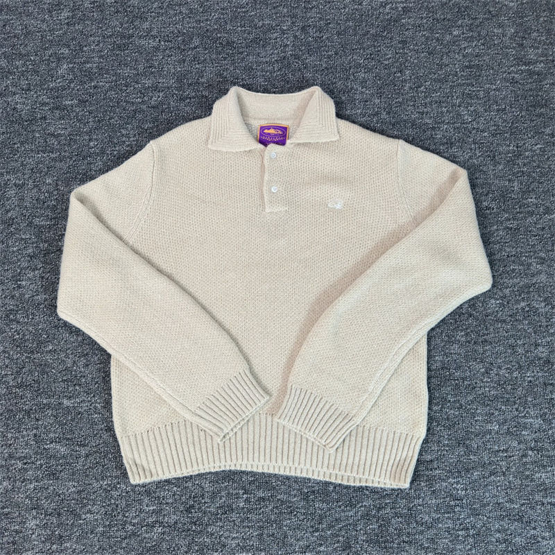 Corteiz Sweater Crtz Mohair Fuzzy Collar Tops Cream