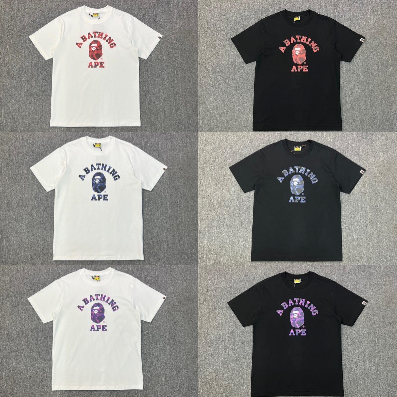BAPE Color Camo A College Tee White Wearing Effect