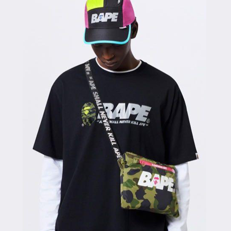 Bape Reflective Tee Black Wearing Effect