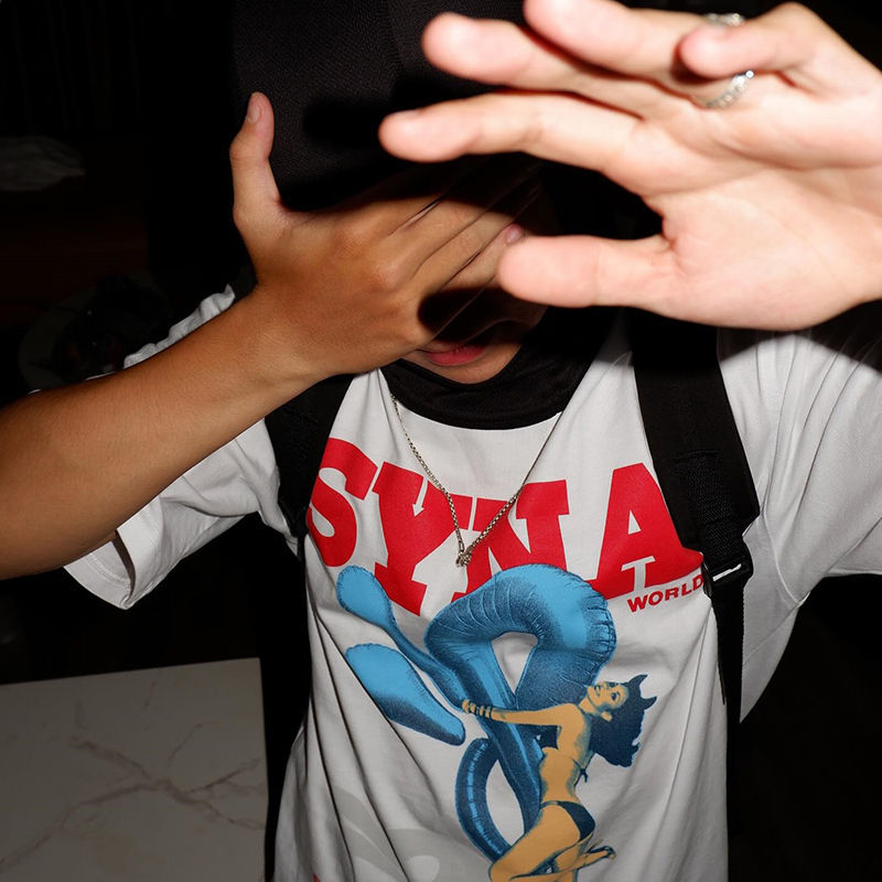 Syna World Playboy Tee White Wearing Effect