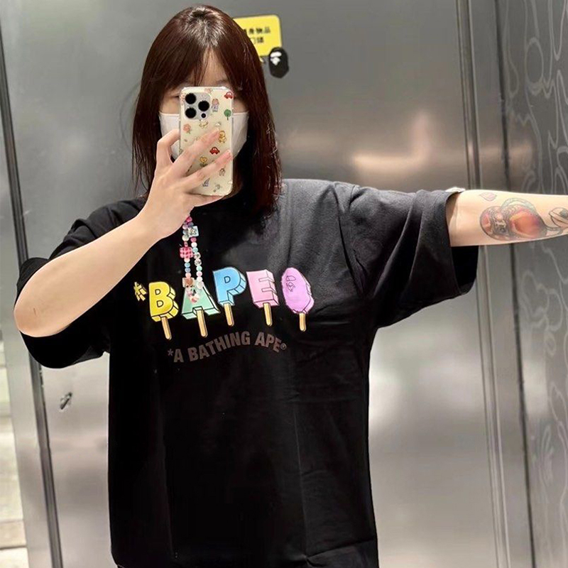BAPE Popsicle Tee Black Wearing Effect