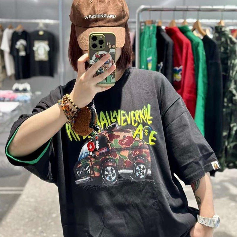 BAPE Car Graphic Tee Black Wearing Effect