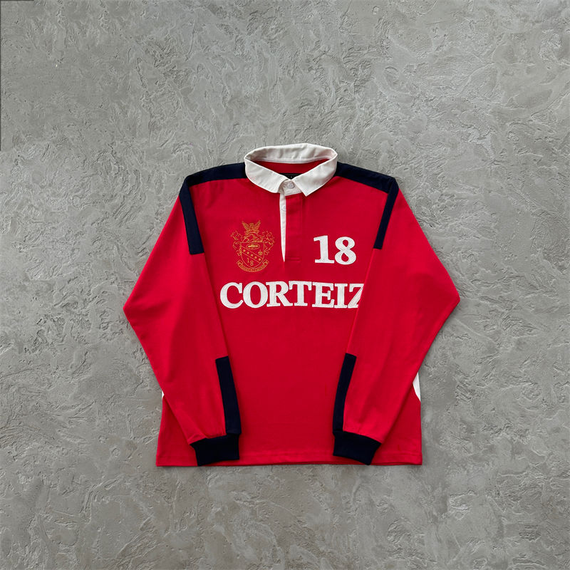 Corteiz Paneled Rugby - Red 正規品 Corteiz Paneled Rugby Top - 'Red' – HYPCOURT