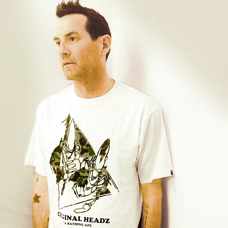 BAPE Unkle Pointman Logo Tee White Wearing Effect