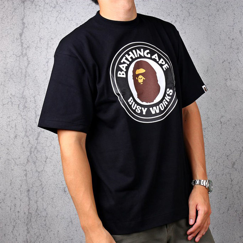 BAPE Busy Works Tee Black Wearing Effect