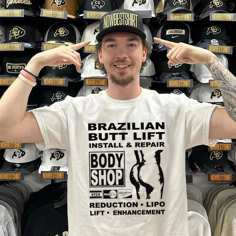 Corteiz Brazilian Butt Lift Install and Repair Tee White Wearing Effect