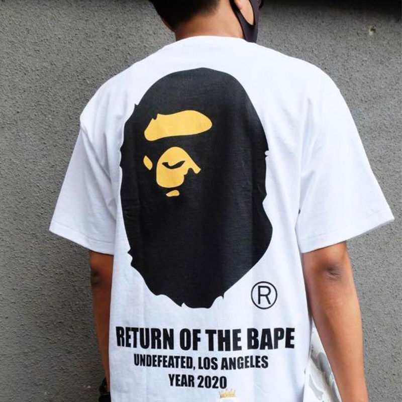 BAPE x UNDFTD Ape Head Tee White Wearing Effect
